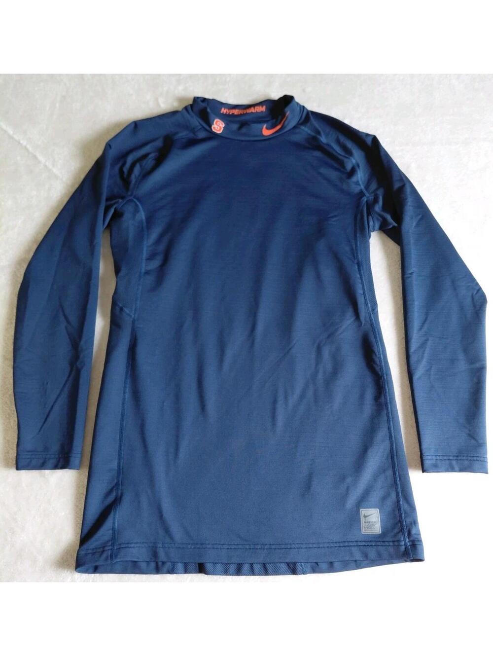 Nike Pro Mens Hyperwarm Compression Shirt 2XL Syracuse Orange Blue Base Layer